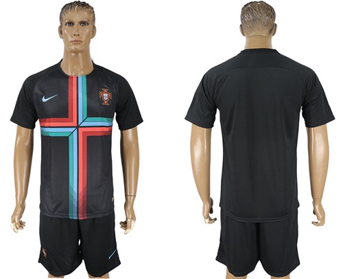 Portugal Blank Black Training Soccer Country Jersey
